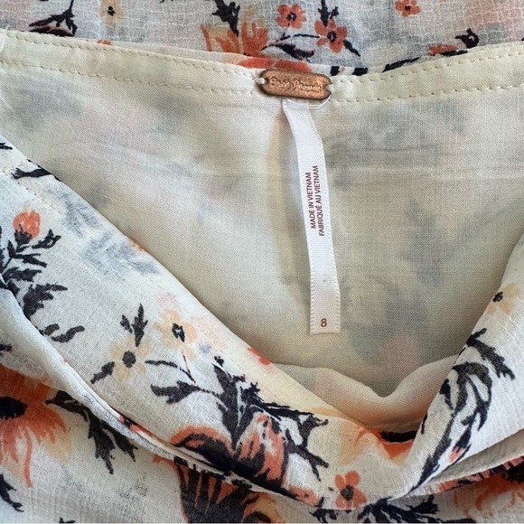 Free people Floral Maxi Skirt - Cream and Black, peach in size 8 - Picture 16 of 16